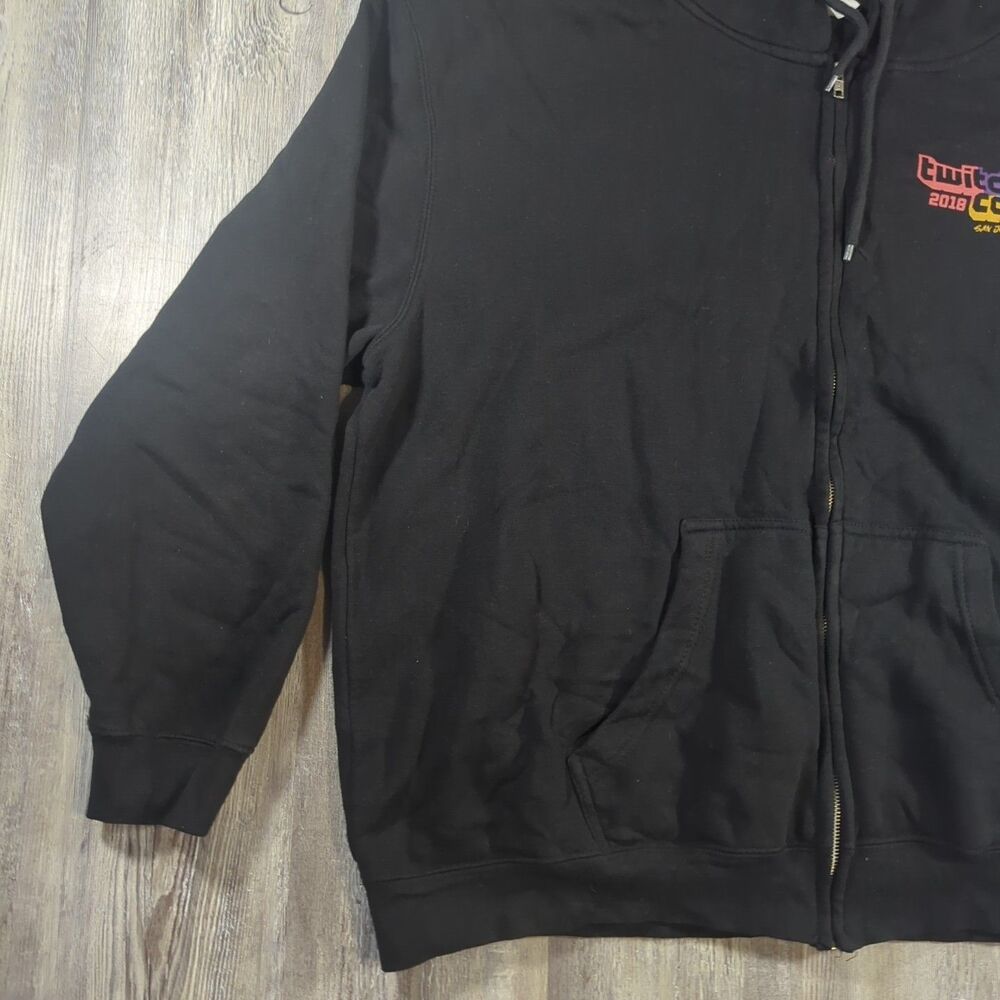 Twitch Con 2018 San Jose Jacket Mens 3XL Black Zip Hooded Gaming Streaming - Picture 3 of 13